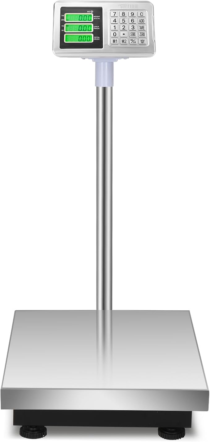 TUFFIOM 661lbs Weight Electronic Platform Scale,Stainless Steel High-Definition LCD Display,Digital Floor Heavy Duty Scales,Perfect for Luggage Package Price Computing Postal Shipping Mailing