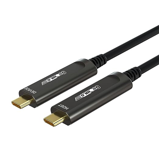 GeoHN.G USB C to C Fiber Optic Cable 30M/100FT, USB 3.2 10Gbps Long Distance Data Transfer USB C Extension Cable for VR, Camera, Mini PC, Laptop, Webcam, Printer and More
