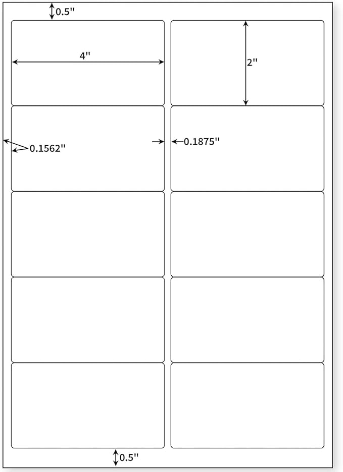 Coopaty 2 x 4 inch Shipping Labels, FBA 10 Up Address Mailing Label White Blank for Laser Inkjet Printer (200 Sheets, 2000 Labels)