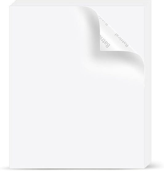 Vinyl Sticker Paper Bright Glossy 8.5"×11" 25 Sheets for Laser Printer