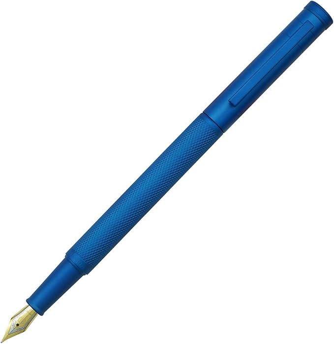 Asvine Blue Forest Fountain Pen Fude Pen Bent Nib, Classic Design with Converter and Metal Pen Case, The Light of Hope Serise