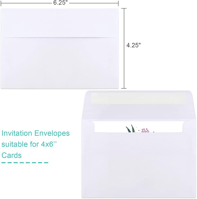 Joyberg 70 Packs A4 Envelopes, White, 4x6 Photo, Self Seal for Invitations, Weddings, Baby Shower, Photos, Postcards, Greeting Cards, Mailing