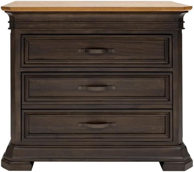BOWERY HILL Executive Lateral File with Solid Wood Plank Top in Brown