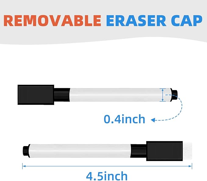 25 Pcs Black Magnetic Dry Erase Markers with Eraser Cap, White Board Mini Dry Erase Markers Bulk, Fine Point Tip Student White Board Markers for Teachers Office School Supplies