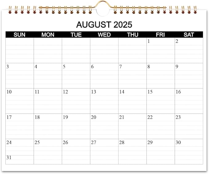 Calendar 2025-2026 - Wall Calendar 2025-26 Runs from August 2025 to December 2026, 17 Months Calendar with Thick Paper for Planning at Home or Office, 8.5 x 11 Inch, Black