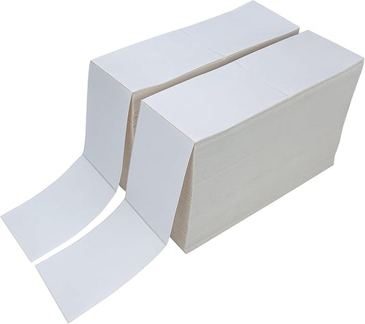 L LIKED 4000 Fanfold 4" x 6" Direct Thermal Labels, with Perforated line for Thermal Printers - Compatible with Zebra & Rollo Printer