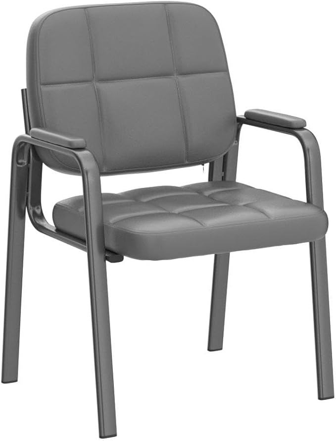 CLATINA Waiting Room Guest Chair with Bonded Leather Padded Arm Rest for Office Reception and Conference Desk(Grey 2 Pack)