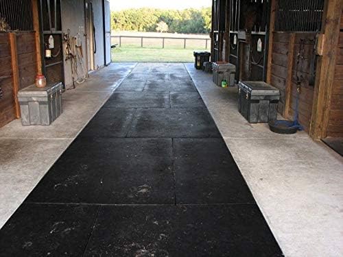 American Floor Tiles - Heavy Duty Stall Tiles - Stable/Horse Tiles - Thick, Durable Rubber Flooring Solid Black 8' x 16' Set 1/2" Thick (32 Tiles Total)