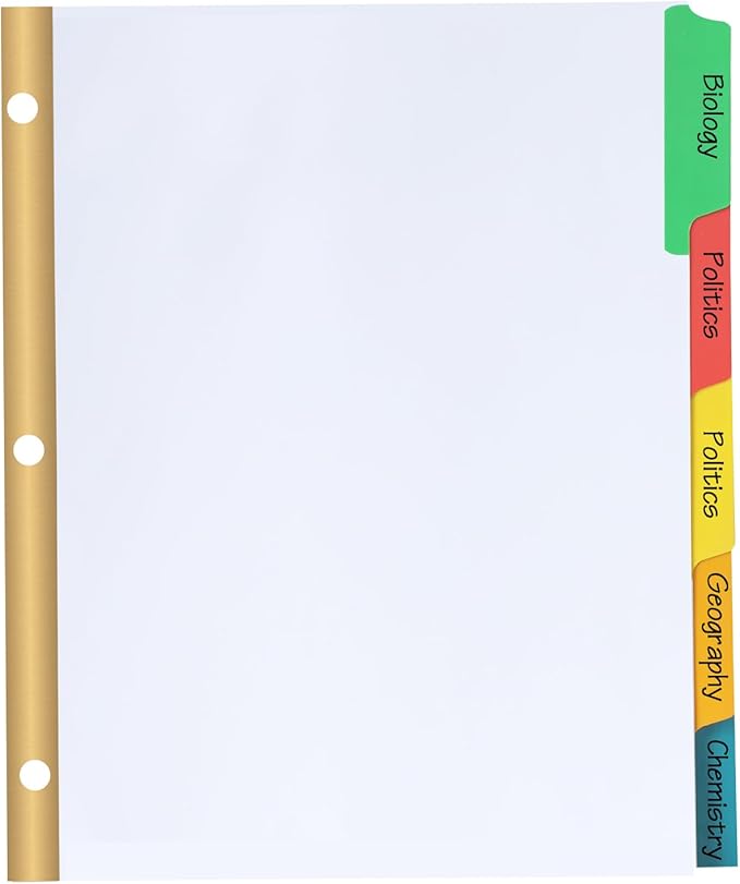 Binder Divider, PANDRI 120 Pack Binder Index White Dividers with 5 Tabs, Letter Size Paper Binder Divider for School Office Home Business