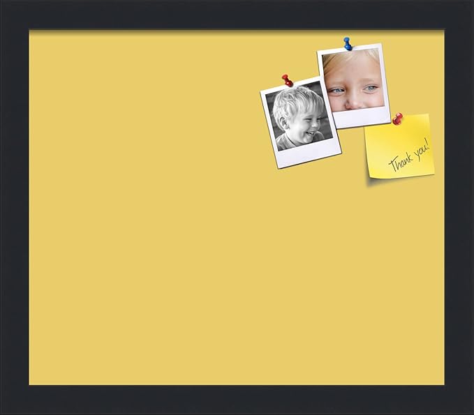 PinPix 14x12 Inch Cork Bulletin Board. This Decorative Framed Pin Board Comes with Honey Pastel Design and a Satin Black Frame. Ideal for Home Office Decor or Message Board (PinPix-1810)