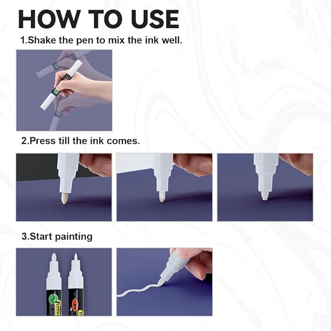 TRANSON Black and White Dual-tip Permanent Paint Markers Oil Based Waterproof