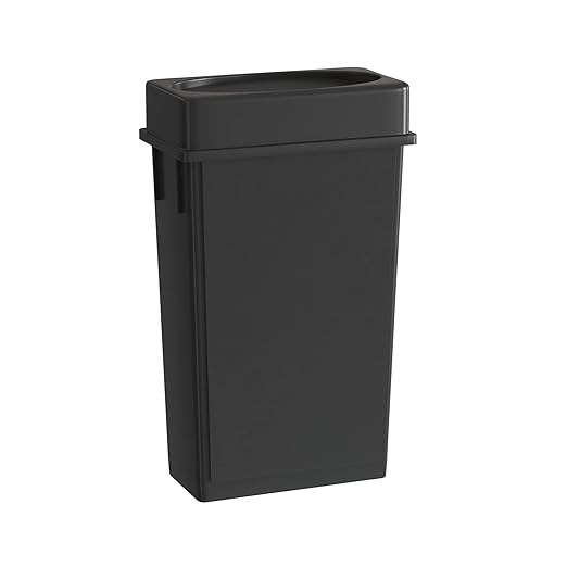 23 Gallon Black Slim Jim Trash Can with Drop Shot Lid