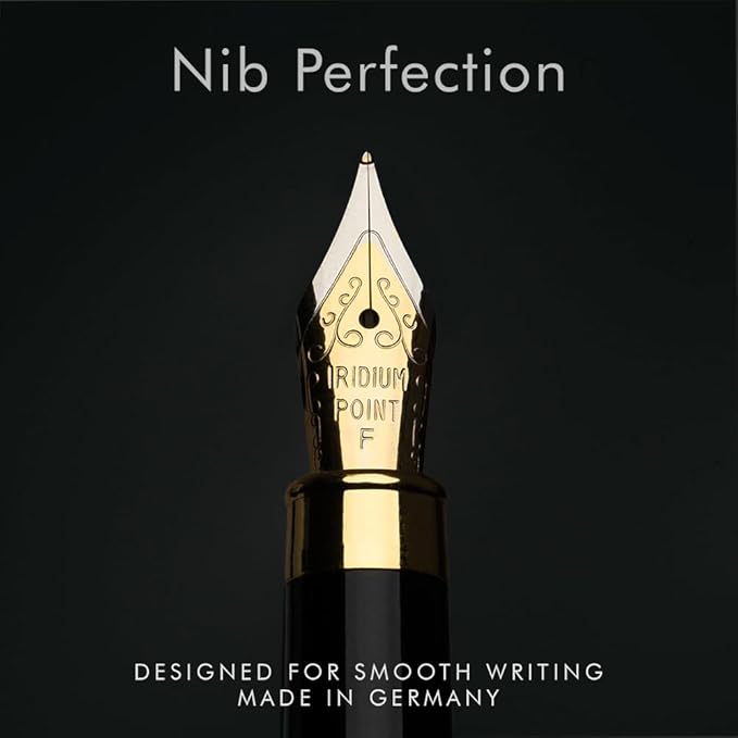 Wordsworth & Black Fountain Pen Set, Luxury Bamboo Wood - Fine Nib, Gift Case; Includes 6 Ink Cartridges, Ink Refill Converter -Journaling, Calligraphy; Drawing, Smooth Writing [Maple Wood]