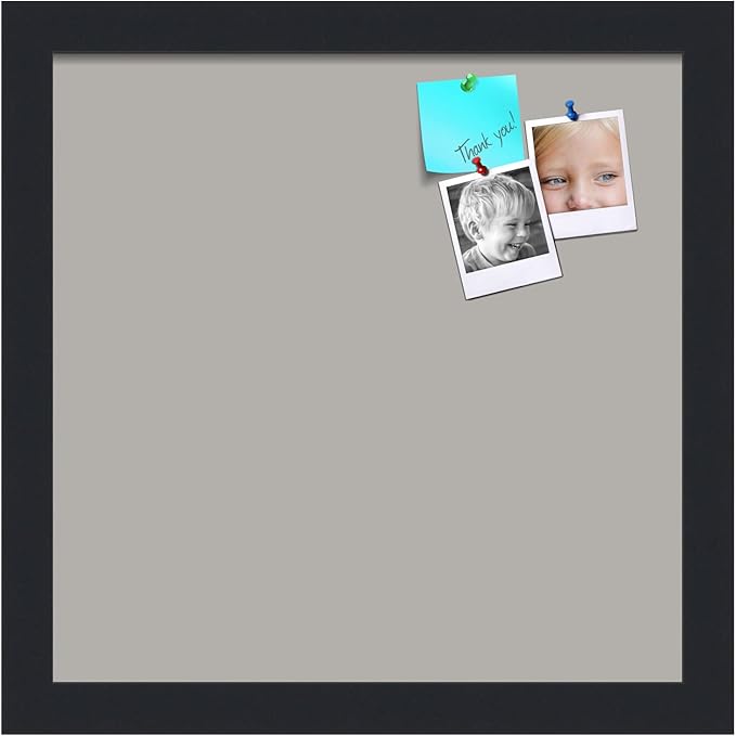 PinPix 12x12 Inch Cork Bulletin Board. This Decorative Framed Pin Board Comes with Dark Stone Design and a Satin Black Frame. Ideal for Home Office Decor or Message Board (PinPix-1808)