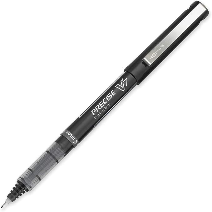 Precise V7 Stick Rolling Ball Pens, Fine Point (.7mm), Blue Ink, 6-pk; Bundle with Plastic Reusable Pouch