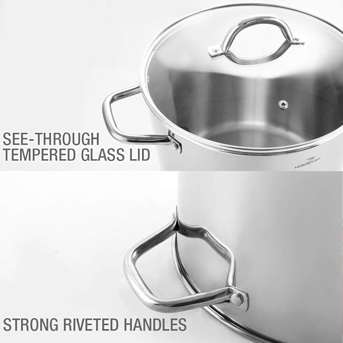 HOMICHEF Small Stock Pot 4 Quart Nickel Free Stainless Steel - Small 4Qt Stockpot With Glass Lid - Soup Pot Cooking Pot 4 Quart
