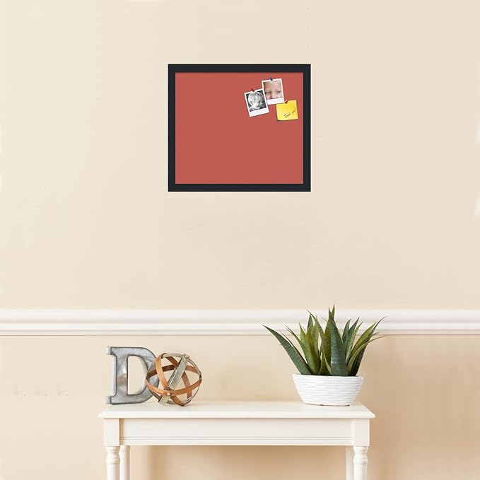 PinPix 16x14 Inch Cork Bulletin Board. This Decorative Framed Pin Board Comes with Crimson Pastel Design and a Satin Black Frame. Ideal for Home Office Decor or Message Board (PinPix-1807)