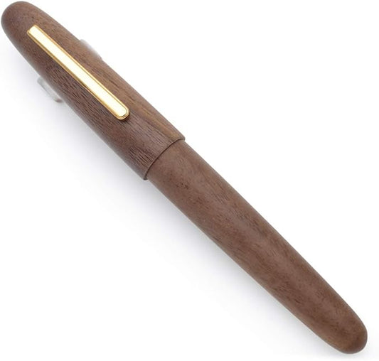 JINHAO 9056 Natural Wood Fountain Pen Handmade Ink Pen (Peach Wood, Medium Nib 0.7mm)