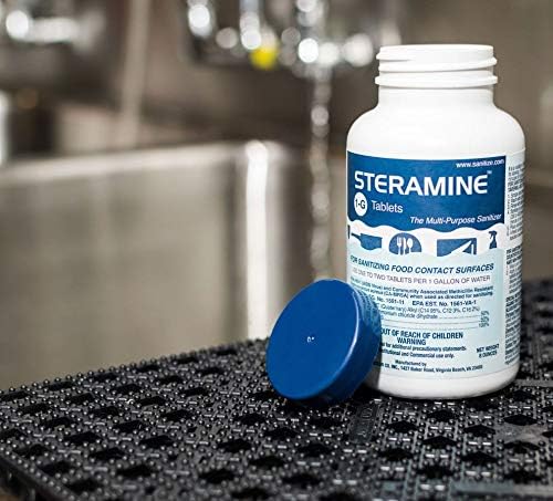 1 Bottle Steramine Tablet, Steramine Multi Purpose Sanitizer Tablet for Food Services, Food Contact Surfaces, Bar, Hotel Kitchen, Busy Diners, Restaurants & FoodTrucks by FryOilSaver Co. (150 Tablets)
