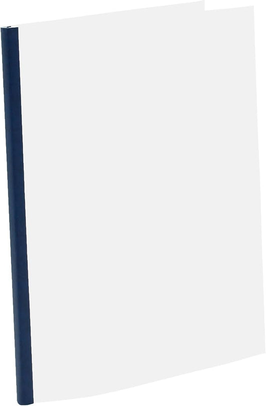 Thermal Binding Clear Covers with Steel Spine –for Thermal Binding Machines – Formerly Unibind – Used in Real Estate, Education and Various Businesses (Navy, 40 Sheets Max - 96/Boxes)