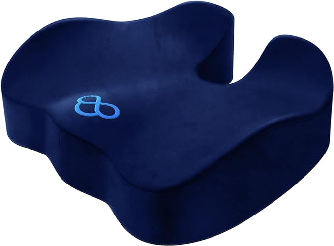 BlissTrends Seat Cushion,5.2in Thick Memory Foam Cushions for Office Chair, Car Seat, Airplane, Relieving Pressure Tailbone Sciatica Back Pain for Long Sitting Office Workers, Car Drivers Blue
