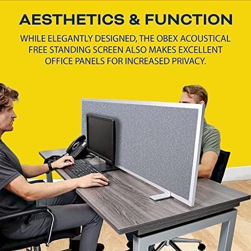 OBEX Acoustical Free Standing Privacy Screen, Cubicle Accessories Desk Privacy Panel, Desk Dividers for Office, Office Furniture Partitions Portable Sound Proof Dividers, 18" x 36", Twilight