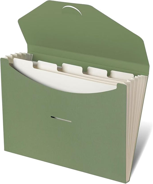 Blue Lake ECOLIFE File Folders Accordion Organizer Plastic Free 6 Pocket Expanding Folders Green