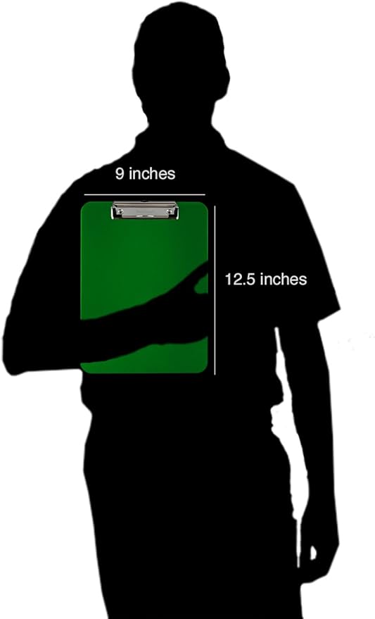 Trade Quest Plastic Clipboard Opaque Color Letter Size Low Profile Clip (Pack of 6) (Green)