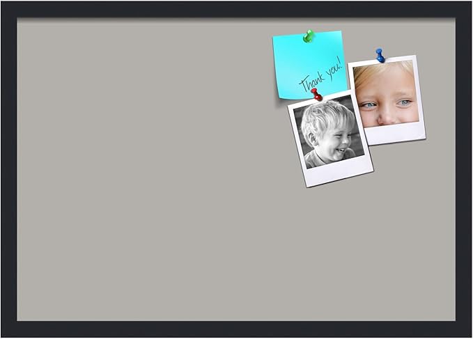 PinPix 26x18 Inch Cork Bulletin Board. This Decorative Framed Pin Board Comes with Dark Stone Design and a Satin Black Frame. Ideal for Home Office Decor or Message Board (PinPix-1808)