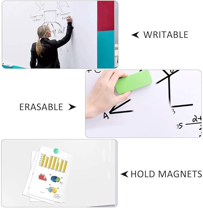 Magnetic Whiteboard Contact Paper for Wall 60 x 36 inches, Magnetic Dry Erase White Board Sticker with Non-Adhesive Backing for Office Home School