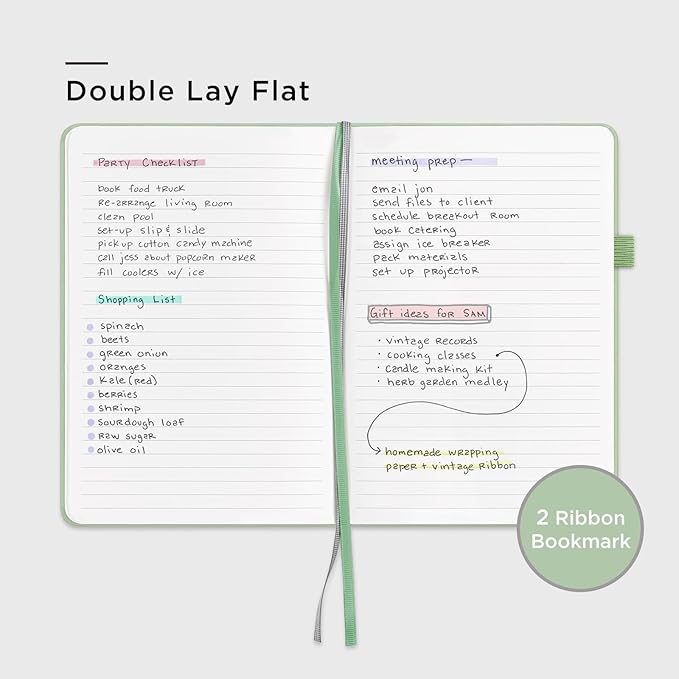 &And Per Se Lined Journal Notebook (5 Packs), 160 Pages, A5 5.7 x 8 inches College Ruled Thick Paper Notebook Journals for Writing, Hardcover Notebooks for Women Men Office School (Light Green)