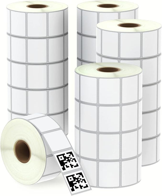 BETCKEY - 1.25" x 1" (32 mm x 25 mm) Multipurpose & Address Labels Compatible with Zebra & More Label Printer,Premium Adhesive & Perforated [20 Rolls, 27600 Labels]