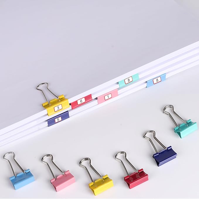 Ufmarine 60 Pcs Small Binder Clips 3/4 inch, Colored Small Paper Clips for Office, Standard Size