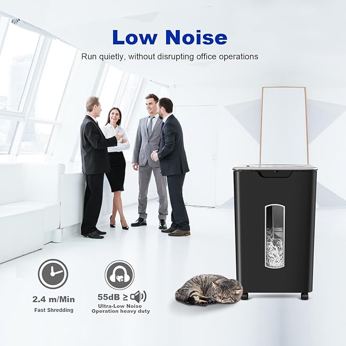 Paper Shredder for Home Office, 60 Sheets Auto Feed, 55dB Super Quiet, P-4 Cross Cut, 2.4m/min High-Speed Shredding, 5.8 Gallon Bin, CD/Credit Card Shredder with Anti-Jam & Dual Modes