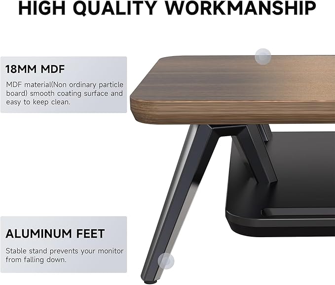 Fenge Dual Monitor Stand, Monitor Riser for 2 Monitors with Adjustable Laptop Riser , 42.5 Inch Desk Shelf for Top of Desk with Phone Holder& Headphone Stand