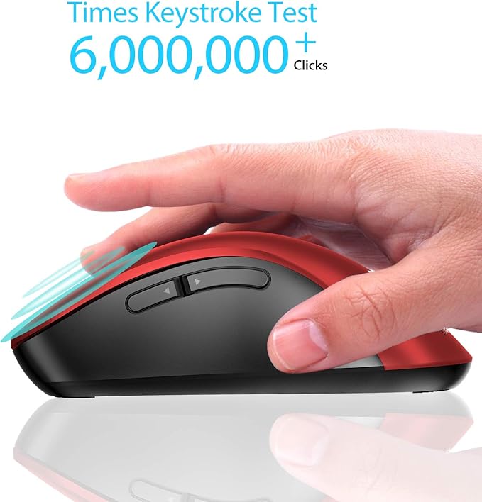 memzuoix 2.4G Wireless Mouse, 1400 DPI Mobile Optical Cordless Mouse with USB Receiver, Portable Computer Mice for Laptop, PC, Desktop, MacBook, 5 Buttons, Red