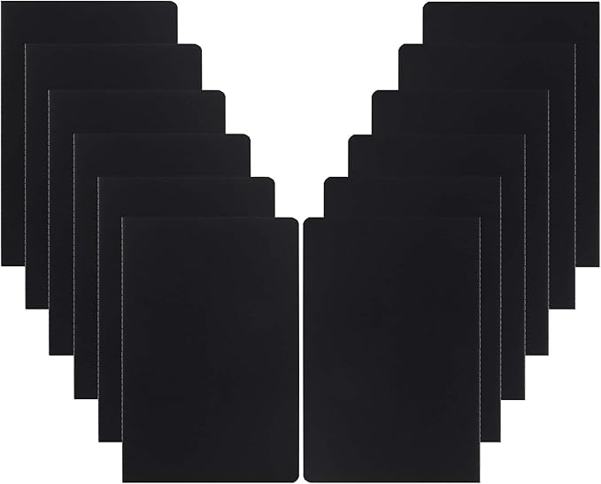 12 Pack College Ruled Notebook Journals Bulk, Lined Paper, 60 Page, 5.5x8.3 inch, A5, Travel Journal Set for Travelers, Students, Church, Office, Writing Diary Subject Notebooks Planner, Black