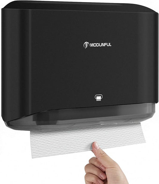 𝐏𝐚𝐩𝐞𝐫 𝐓𝐨𝐰𝐞𝐥 𝐃𝐢𝐬𝐩𝐞𝐧𝐬𝐞𝐫, Multifold/Trifold/C Fold Papers Dispenser, Bathroom Hand Towels Wall Mounted Tissue Holder, No-Drill Adhesive Commercial or Home Black
