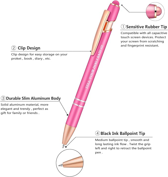 Dog Mom Gifts for Women Ballpoint Pens with Stylus Tip Gifts for Dog Lovers Women Vet Tech People Pens A Snarky Gag