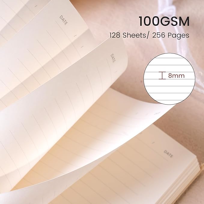 CAGIE Lined Journal Notebook for Women Girls, A5 Hardcover Linen Journals For Writing 256 Pages, Aesthetic Womens Diary, Gifts 8.3'' x 5.7'' Pink