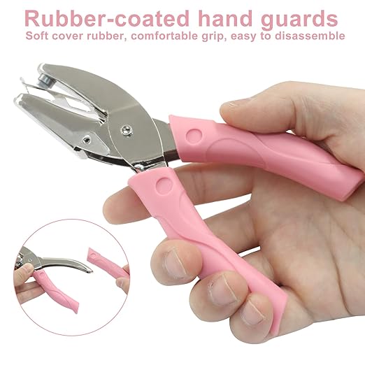 Handheld Hole Paper Punch, Heart Hole Punch, 1/4 Inch Metal Single Hole Puncher with Soft Grip Handle for DIY Craft, Scrapbooking, Tags, Paper Projects