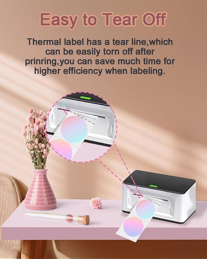 3 inch Round Thermal Labels, Thermal Printer Labels use for Barcode, Shipping, Customized, Circle Direct Thermal Stickers 500 Labels for Printer, 3 Color