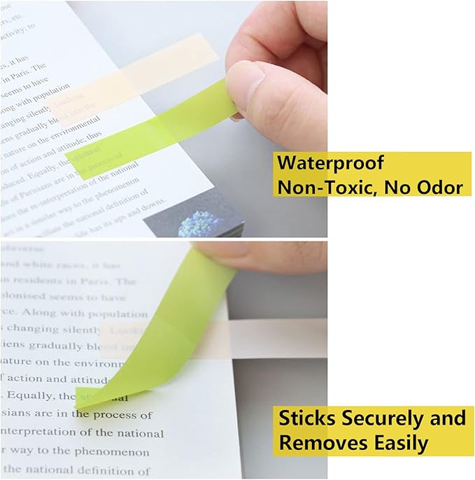 ELII 1600pcs Books Tabs for Annotating,Sticky Tabs Clear Sticky Notes, Page Markers for Notebooks, Multi-Colored Writable and Repositionable Book Flags