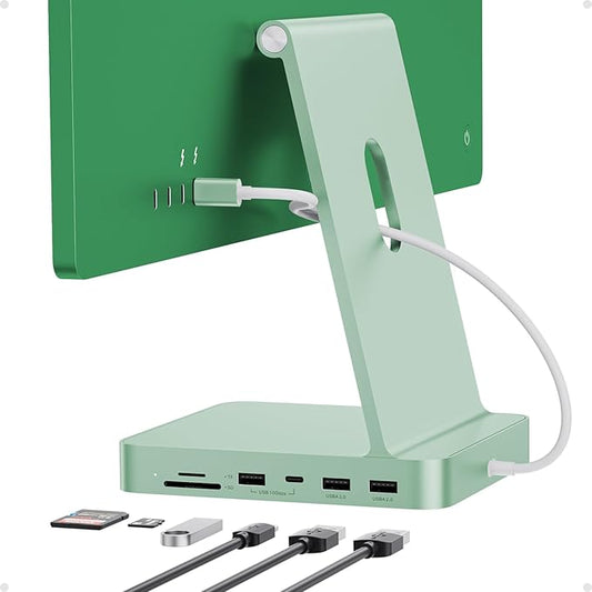 USB C HUB for iMac 24 inch 2021/2023/2024, USB Hub Adapter iMac Accessories for iMac M1/M3/M4 with USB C 10Gbps 3*USB A SD/TF, Docking Station Support Expand M.2 SSD (Not Included), Green