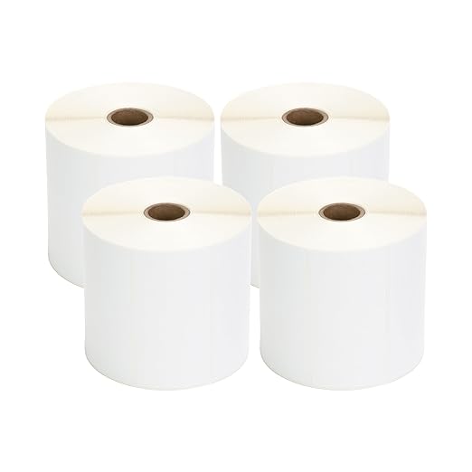 TSC Thermal Label Transfer Paper for Printers, Stickers and Labels for Postage, Receipts, Retail, Business, 4" Width x 2" Length, 1" Core, 5" Outer Diameter, White, 1250 Labels Per Roll, 4 Rolls