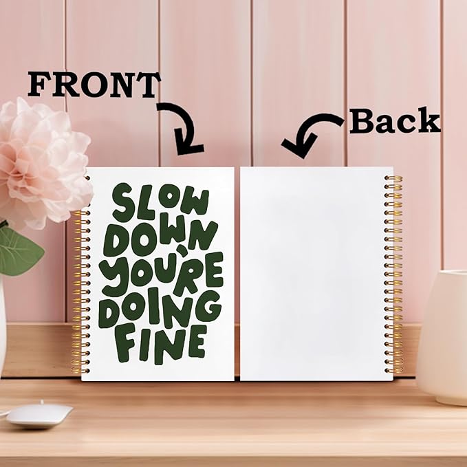 SNNDER Mental Health Inspirational Spiral Notebooks, Motivational Quote Journals for Writing, Slow Down You're Doing Fine Notebook for Note Taking, Positive Affirmation Gifts for Women, 5.5x8.3 Inch