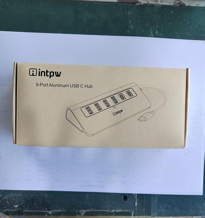 USB C Hub, intpw 9-in-1 USB Hub for Laptop with 4K HDMI, PD 100W, USB-C and 2 USB A 3.0 5Gbps, 2 USB A 2.0, SD/TF Card Reader, Aluminum USB Hub for PC, iPhone, MacBook, iPad