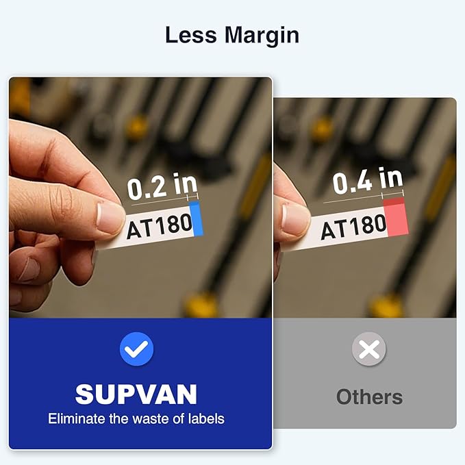 SUPVAN E11 Bluetooth Label Maker Machine with 4 Tapes, Support Keyboard & App with 40 Fonts and 450+ Icons, Rechargeable Inkless Labeler for Home, Kitchen, Office, School Organization, Black