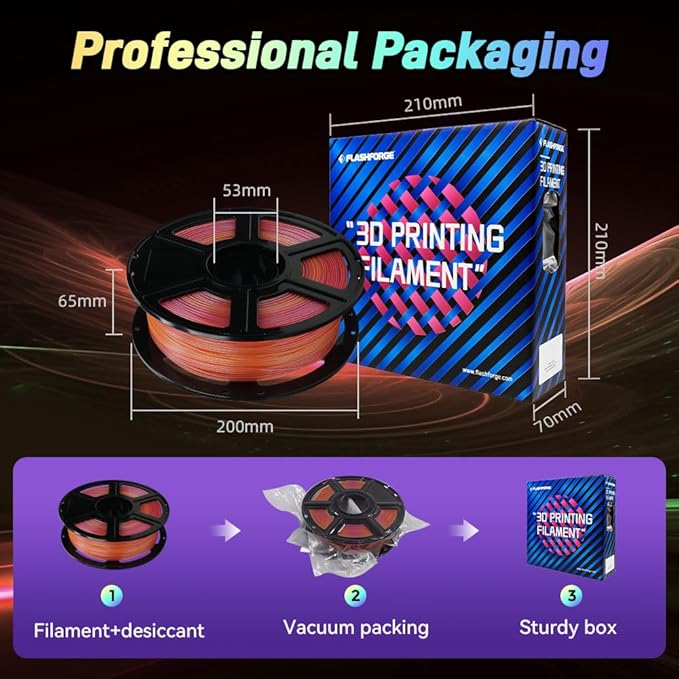 FLASHFORGE Chameleon Gradient Rapid PLA Filament Yellow & Pink, High Flow Speedy Filament 1.75mm Max 500mm/s Fast Printing, Displays Shimmering Effects from Various Angles and Light