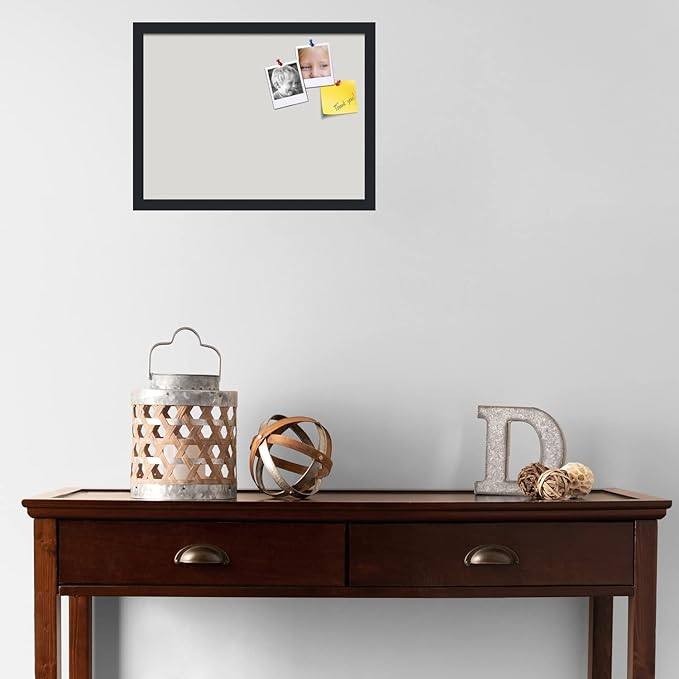 PinPix 20x15 Inch Cork Bulletin Board. This Decorative Framed Pin Board Comes with Light Stone Design and a Satin Black Frame. Ideal for Home Office Decor or Message Board (PinPix-1809)